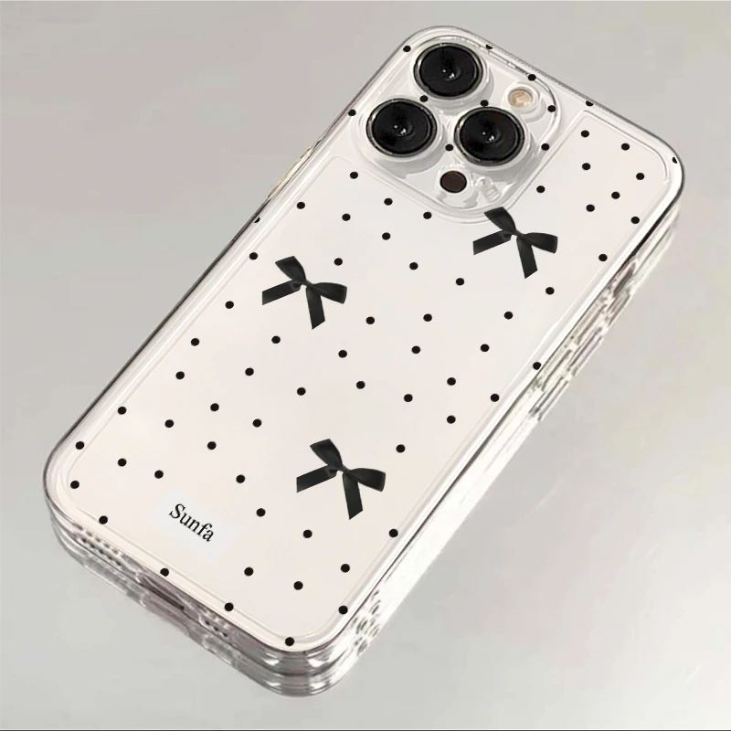 波点蝴蝶结iphone15苹果手机壳14promax软胶13pro透明12/卡通XR新