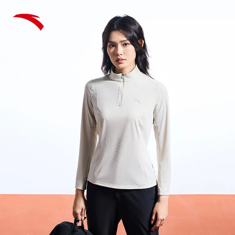 安踏运动长袖卫衣流光风女半拉链户外跑步健身秋季休闲套头衫上衣