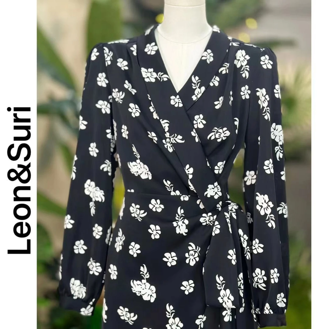 B4【店庆福利】‘春意盎然”春夏新款波点花中长款连衣裙