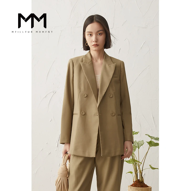 MM麦檬春季西装通勤西服羊毛小个子高级感小西装外套女599C210211