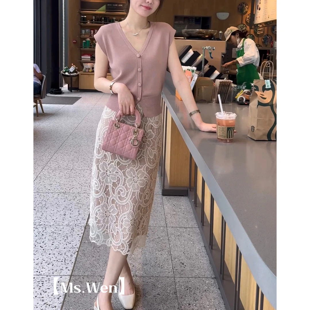 【WENZO】女神裙~时尚气质优雅显瘦设计镂空蕾丝半身裙W240518