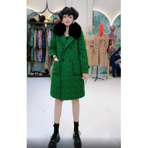 《绿色幽梦》72562 时尚气质中长款冬季洋气保暖大衣外套