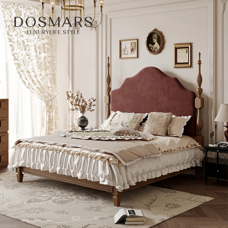 大司马 法式复古全实木白蜡木榉木双人床1.85米美式高端主卧床