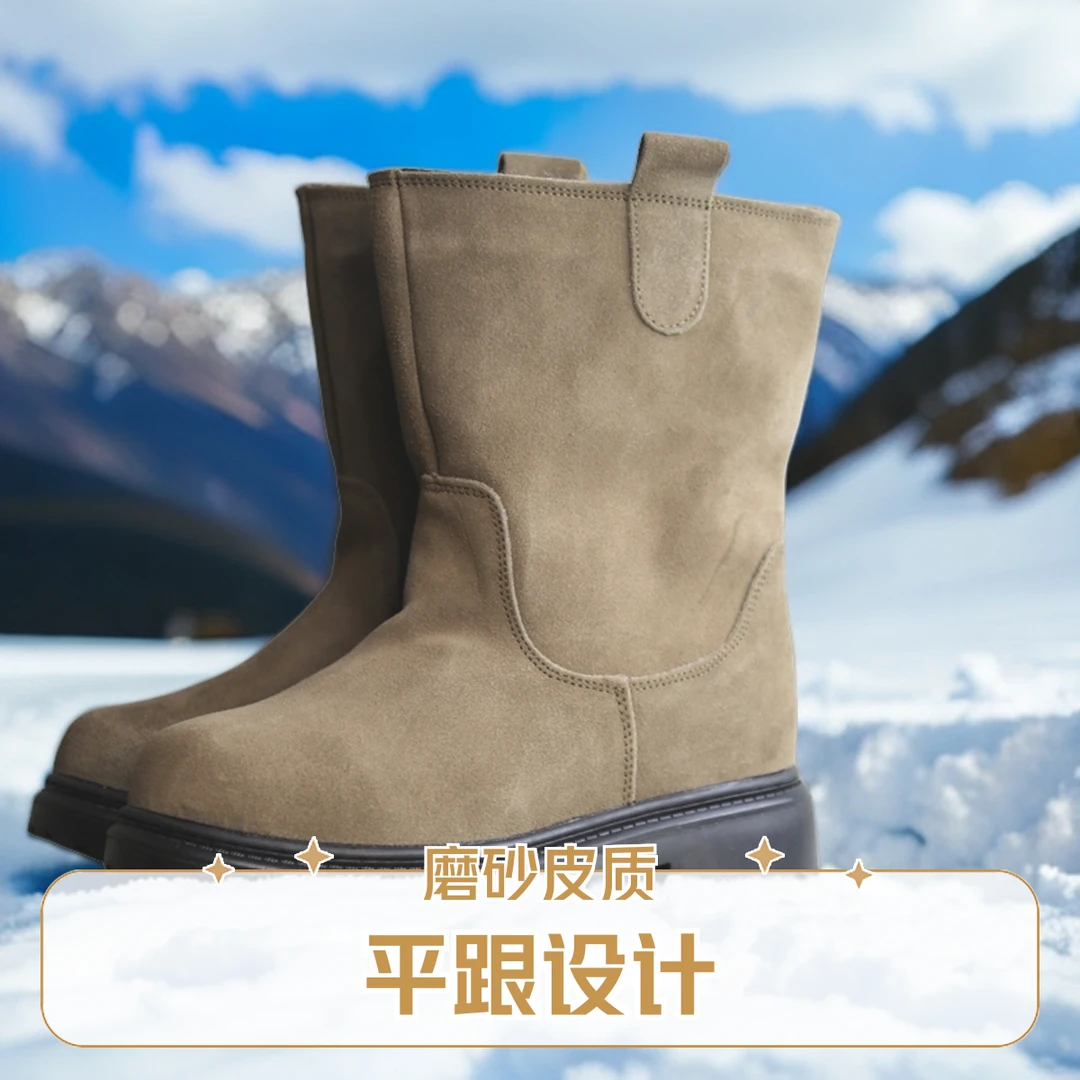 蒙古马靴男真皮真毛冬季翻毛皮鞋骑马靴真皮加厚真毛马靴蒙古靴子
