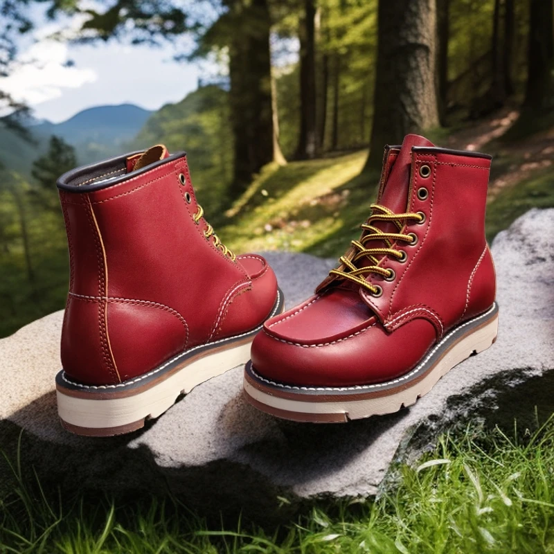 虎路戈复古马丁靴男女高帮皮鞋固特异疯牛皮质感工装靴中帮机车靴