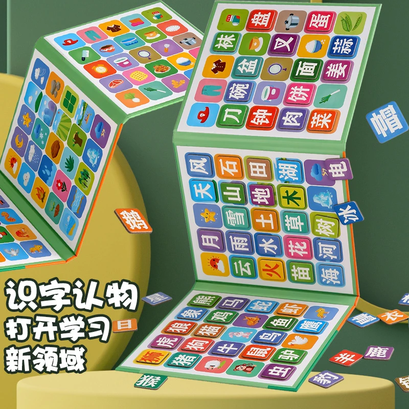 儿童学习识字磁性拼图板幼儿园宝宝3-6岁9认字卡片启蒙益智磁力玩