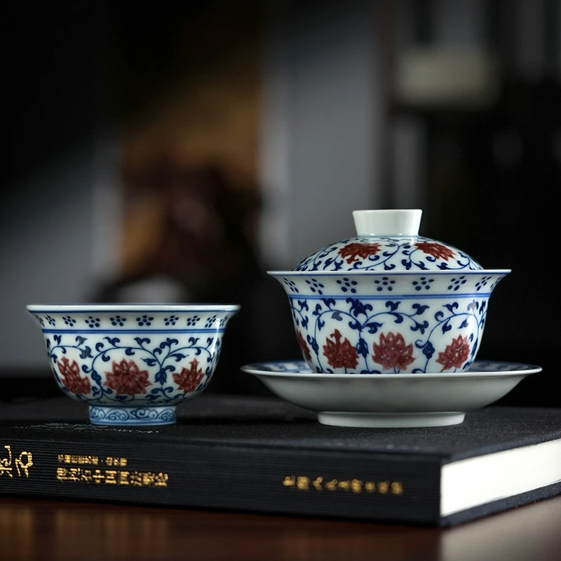 景德镇柴窑青花釉里红缠枝莲系列