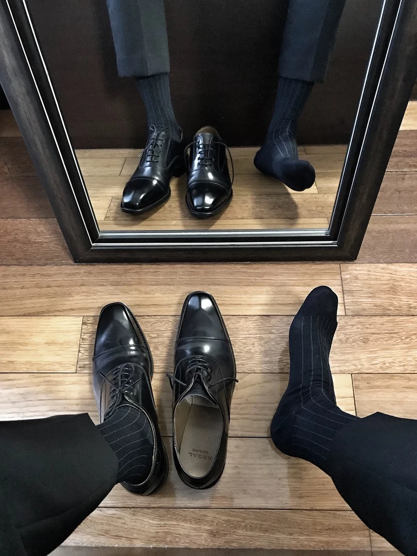 男士商务线条性感正装棉袜