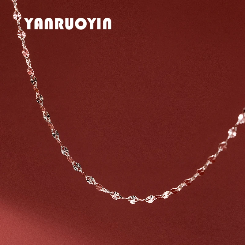 言若银 链子足银 999纯银项链女纯银雪花优雅风百搭气质素链XL71