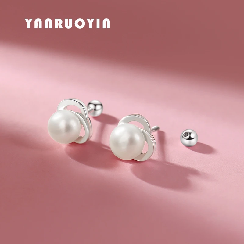 言若银 足银耳饰 999纯银耳钉女气质百搭法式珠珠简约淑女风ED345