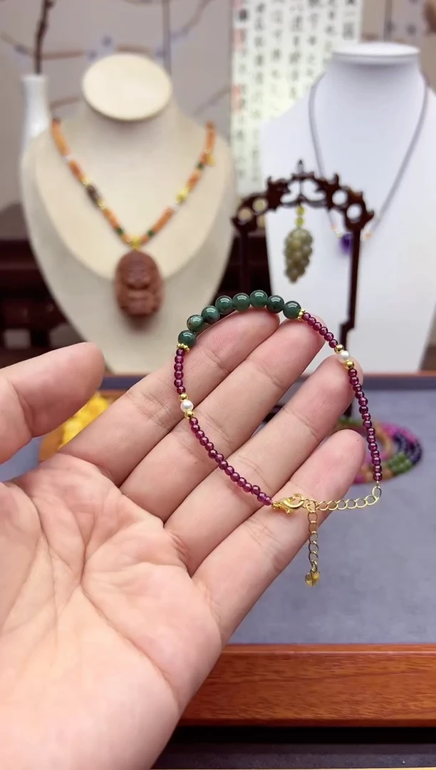 【闪购商品】翡翠手链14K金镶嵌z26