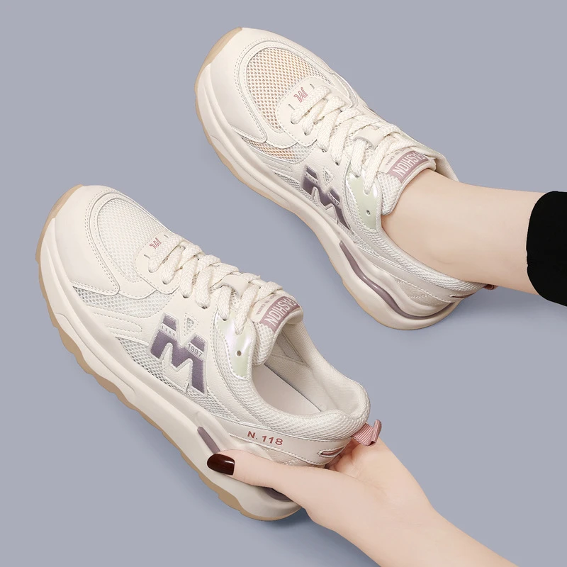 高帮小白鞋女春季夏季2025年新款平底百搭薄款网面透气休闲运动鞋