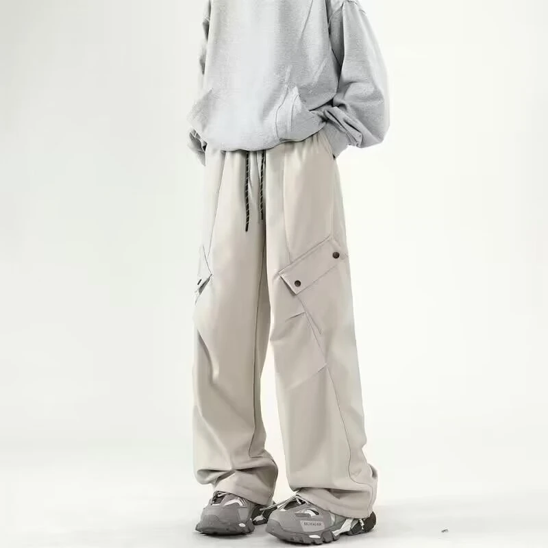 裤子男款美式ins潮牌多口袋工装裤男夏季宽松直筒阔腿裤休闲长裤