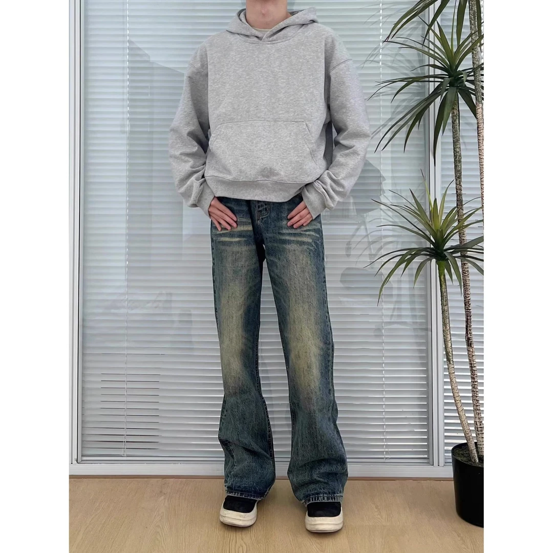 潮牌街头风水洗复古直筒牛仔裤男女宽松百搭休闲情侣小众拖地裤子