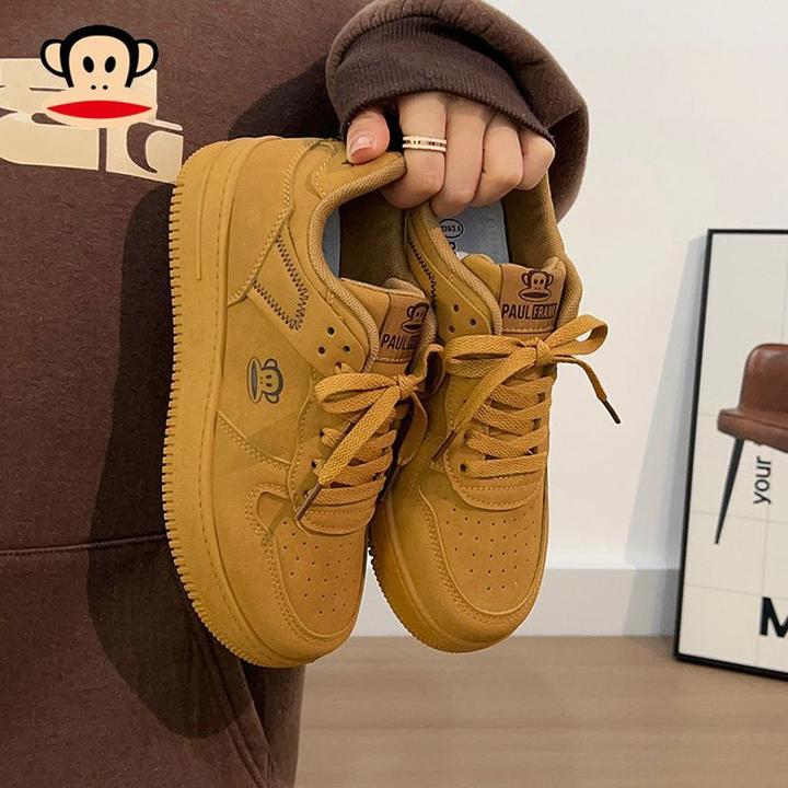 大嘴猴情侣款小白鞋秋冬百搭爆款保暖学生运动休闲鞋韩版厚底板鞋