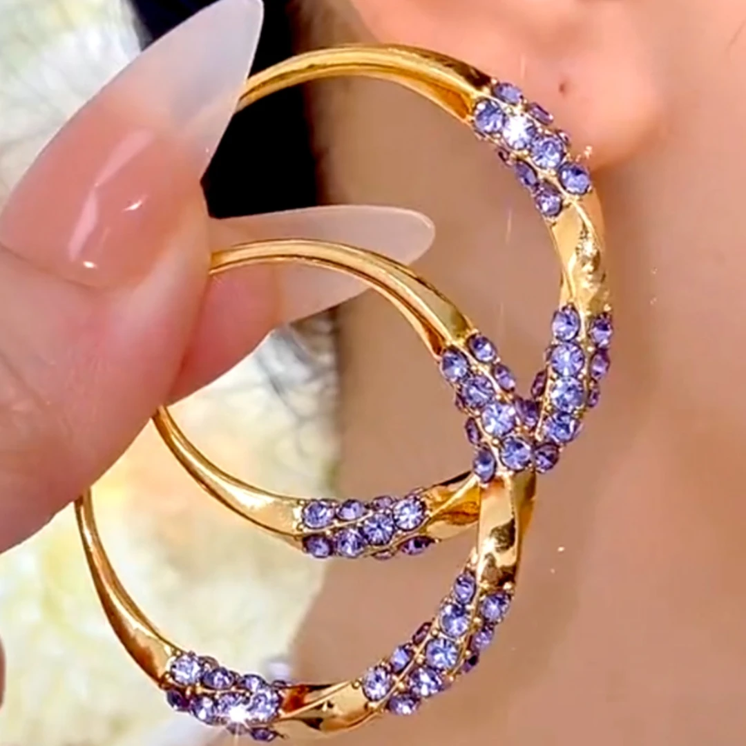 精致百搭紫色大耳圈耳饰气质高级感耳钉轻奢小众设计感时尚女耳环