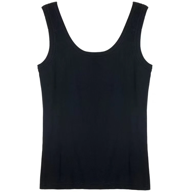 【季颜品牌】时尚百搭气质背心显瘦黑色简约修身纯色无袖打底01