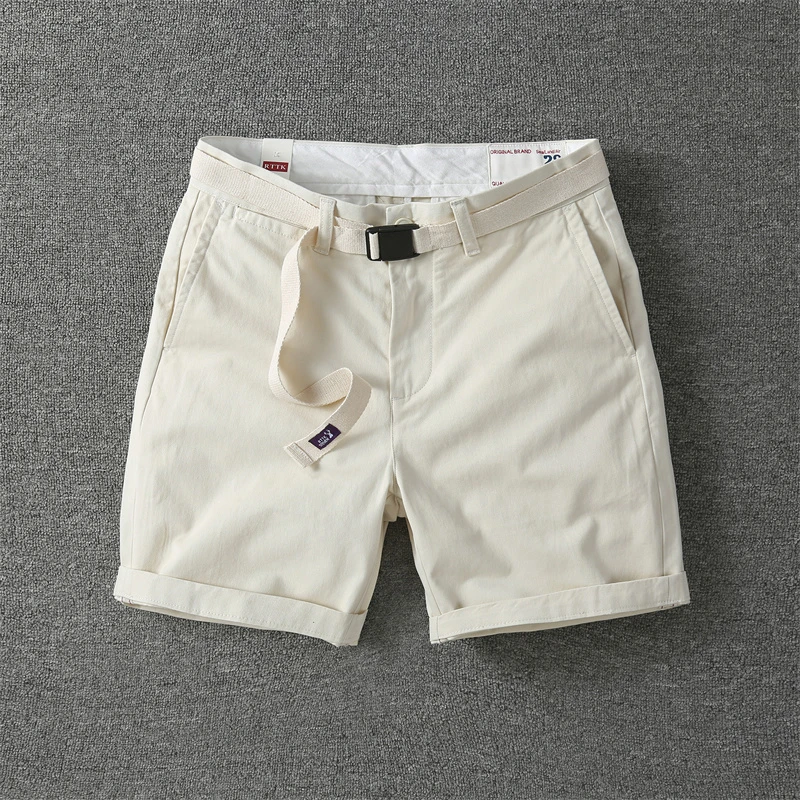 美式复古宽松直筒卡其色休闲工装短裤男潮阿美咔叽纯棉四分裤夏季
