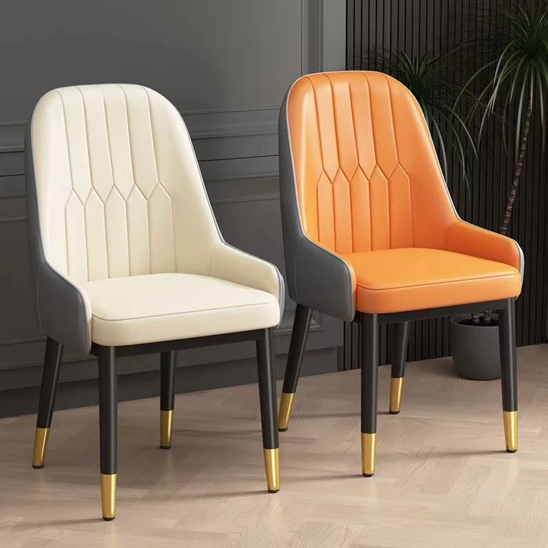 餐椅北欧轻奢酒店餐厅皮革软包铁艺靠背椅子家用梳妆凳子麻将椅子