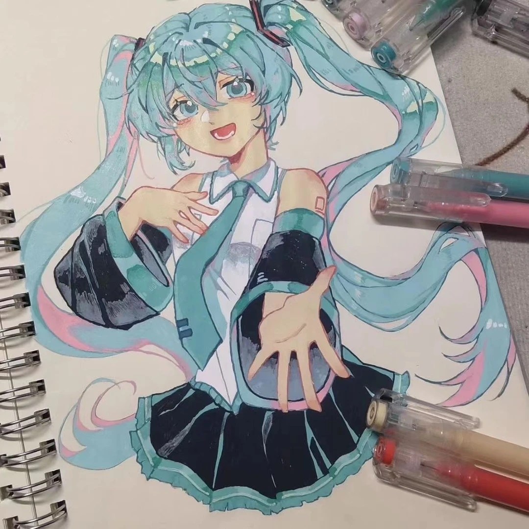 小红书同款蓝果彩色中性笔大容量学生绘画平替手帐笔莫兰迪记号笔