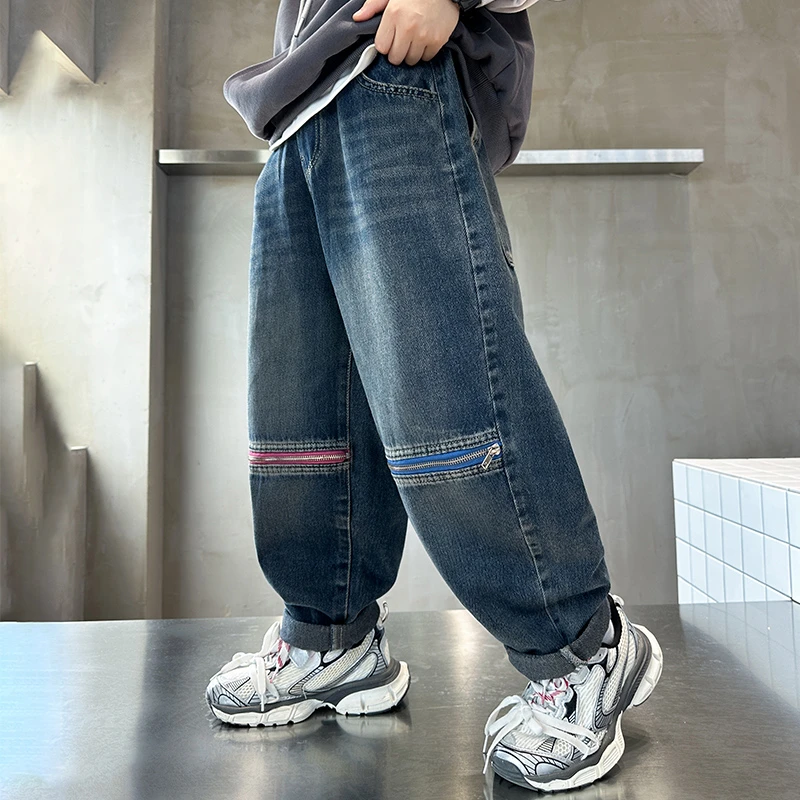 童装男童春秋款牛仔裤中大童宽松儿童秋季裤子男孩子秋装长裤潮