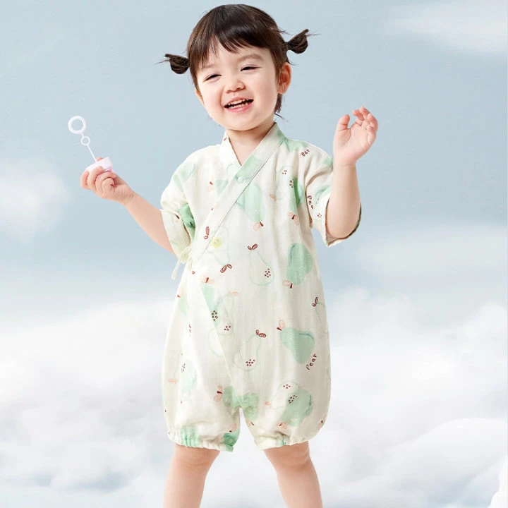 爱贝迪拉连体衣夏季薄款和尚服新生宝宝哈衣爬服透气夏款婴儿