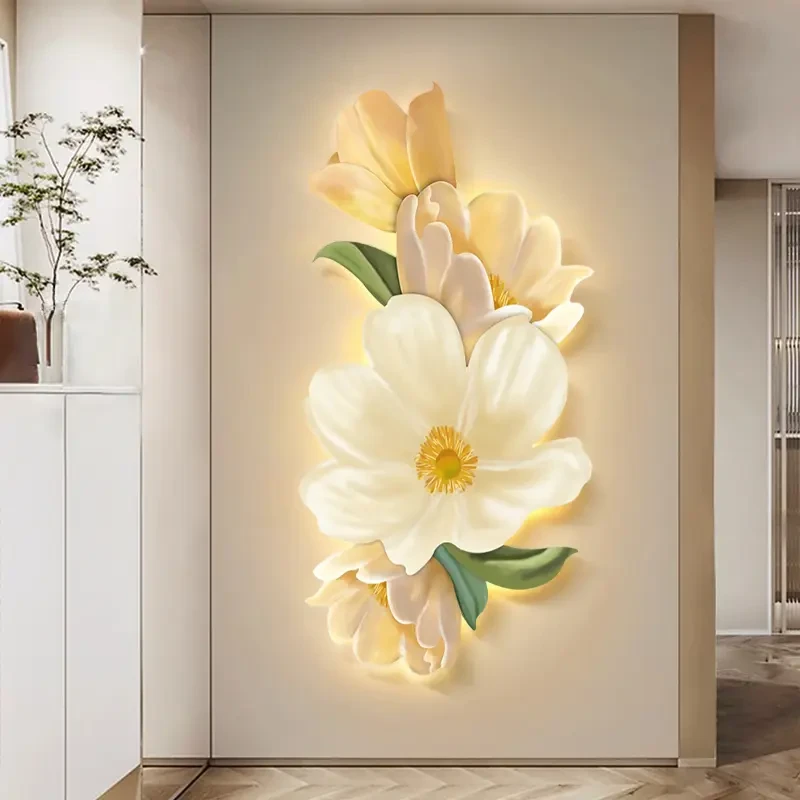 2025年新款现代奶油风格客厅沙发装饰画走廊玄关花卉挂画创作设计