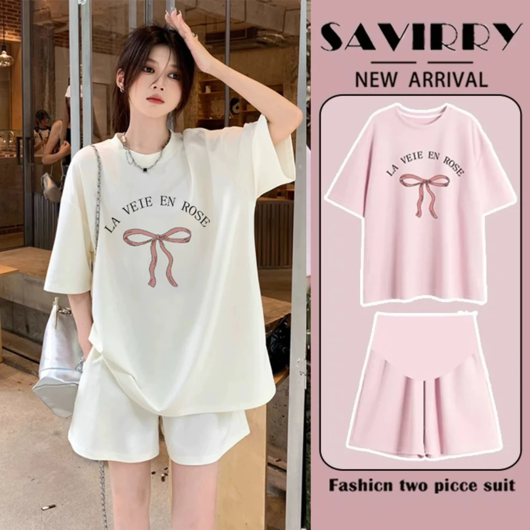 X2969#7.11 孕妇套装夏季新款韩版宽松休闲时尚孕妇两件套