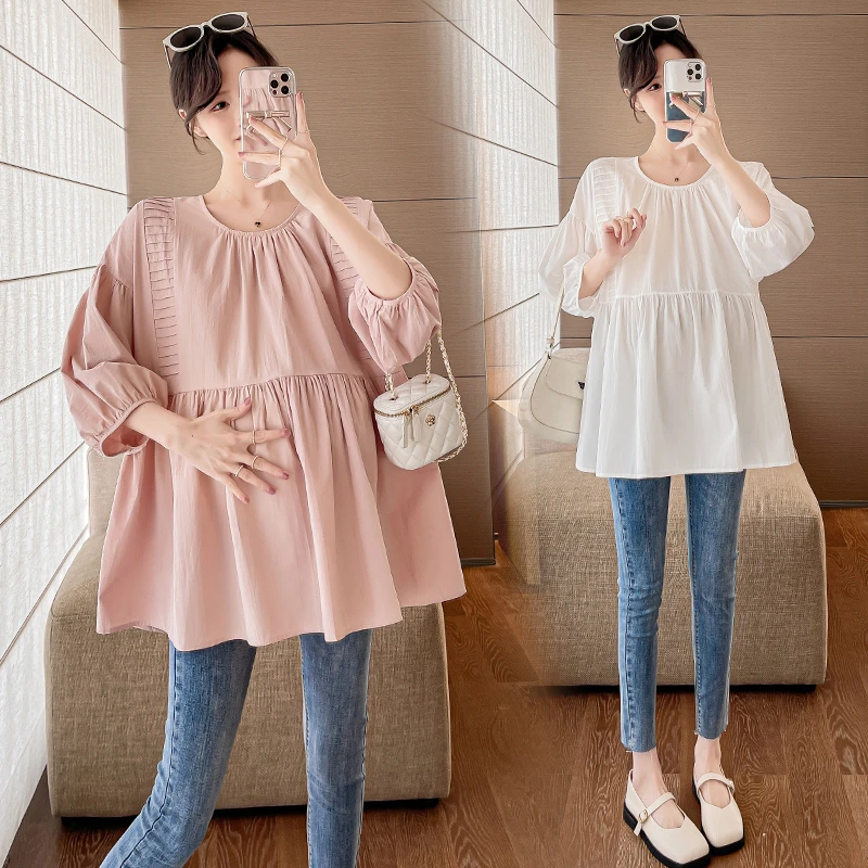 X2004#1.15 2024春季新品时尚韩版设计感小众休闲遮肚衬衫宽松慵L