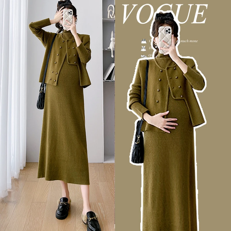 时尚舒适孕妇装纯色长袖棉内胆聚酯纤维春秋常规厚度少女风网红毛