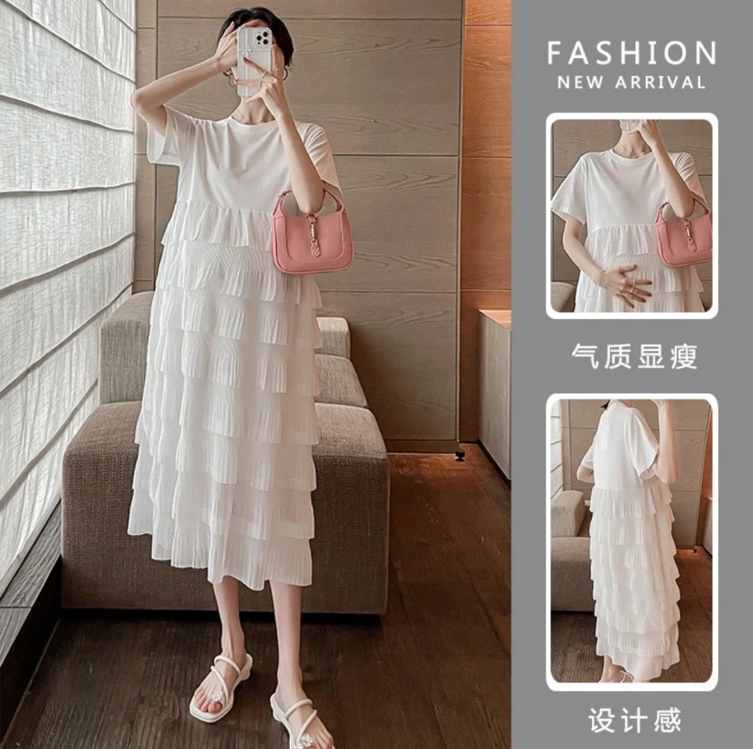 Y1019#【6.16-72H】新款孕妇宽松大码优质慵懒显瘦孕妇连衣裙L