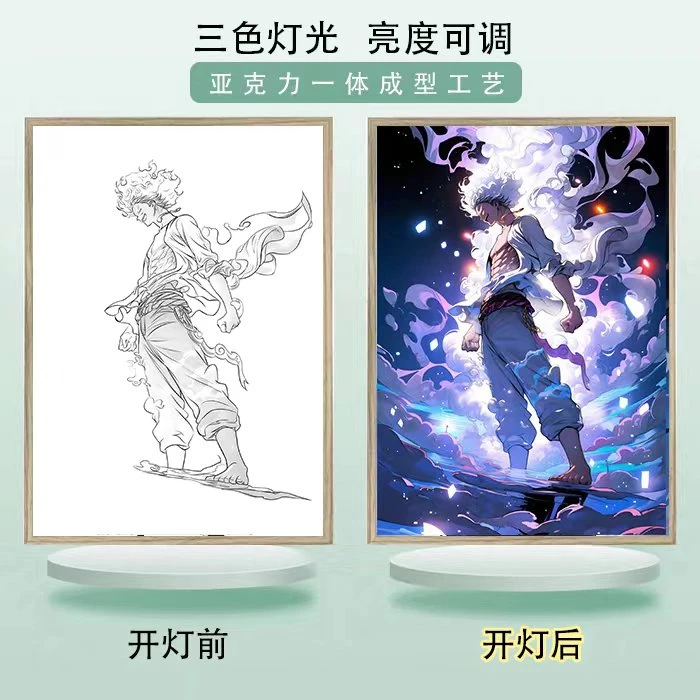 路飞海贼王多图合集动漫灯光画小夜灯摆件卧室床头情侣礼物发光画