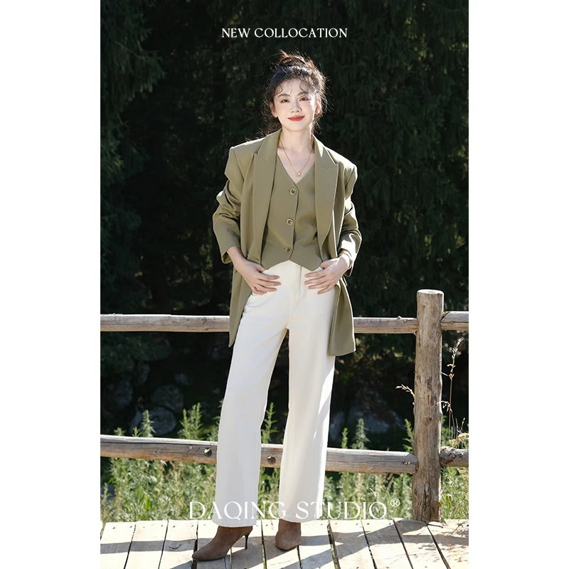 许大晴【英伦茶】D6545 经典双面斜纹肌理 西装马甲套装