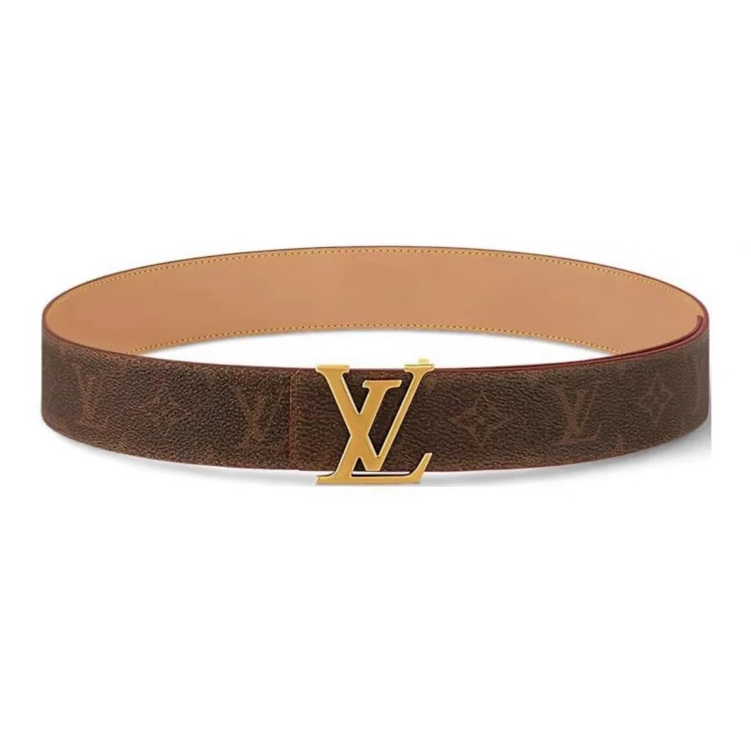 全新未使用 LouisVuitton/路易威登 100码 金扣双面腰带 宽4cm