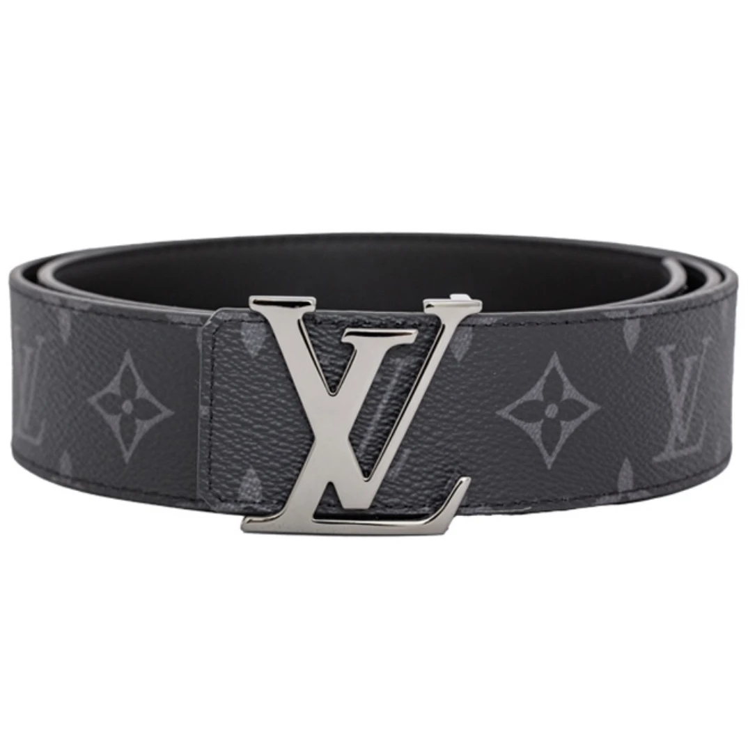 全新未使用 LouisVuitton/路易威登 双面 银灰色平滑扣腰带 宽4cm