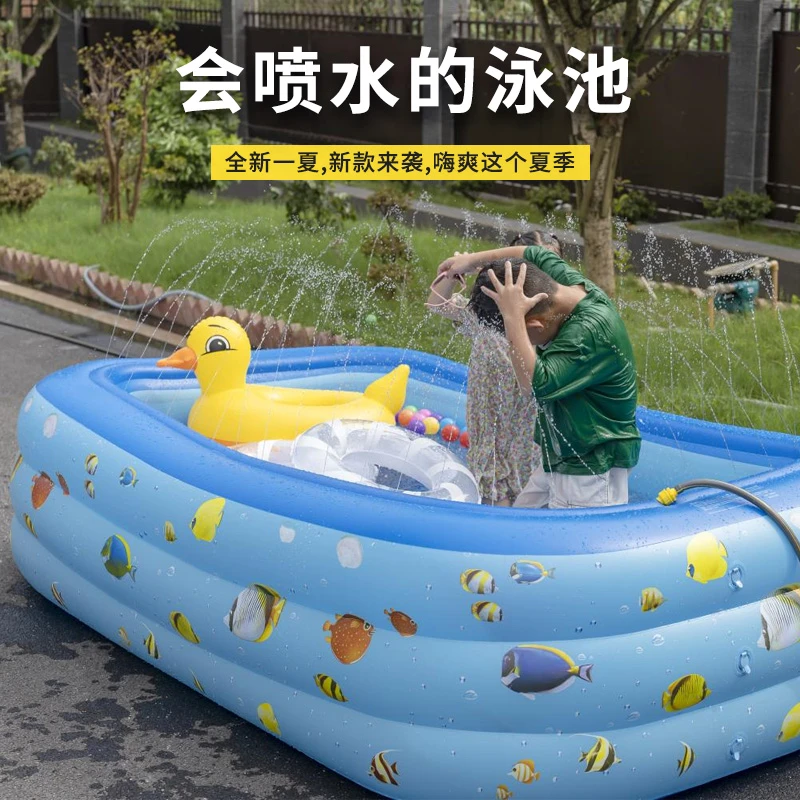 喷水婴幼儿充气游泳池加厚电动充气婴幼儿小孩大号戏水池家用儿童