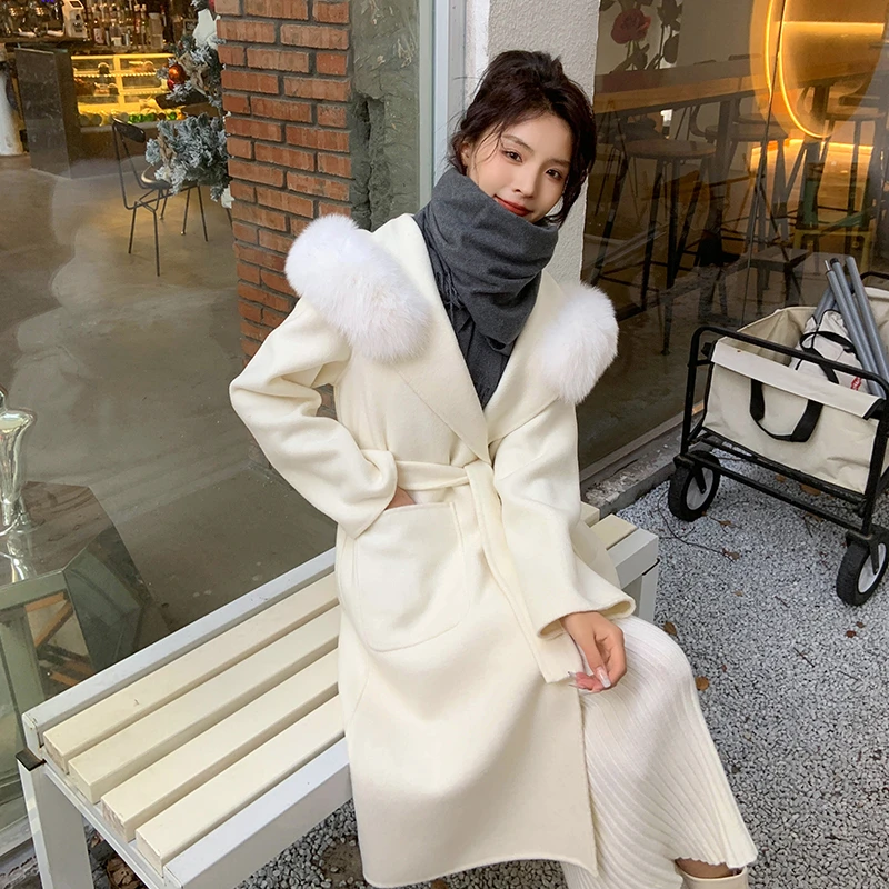 美妮-【雪后初霁】爆款网红浴袍气质保暖纯手工双面呢大衣