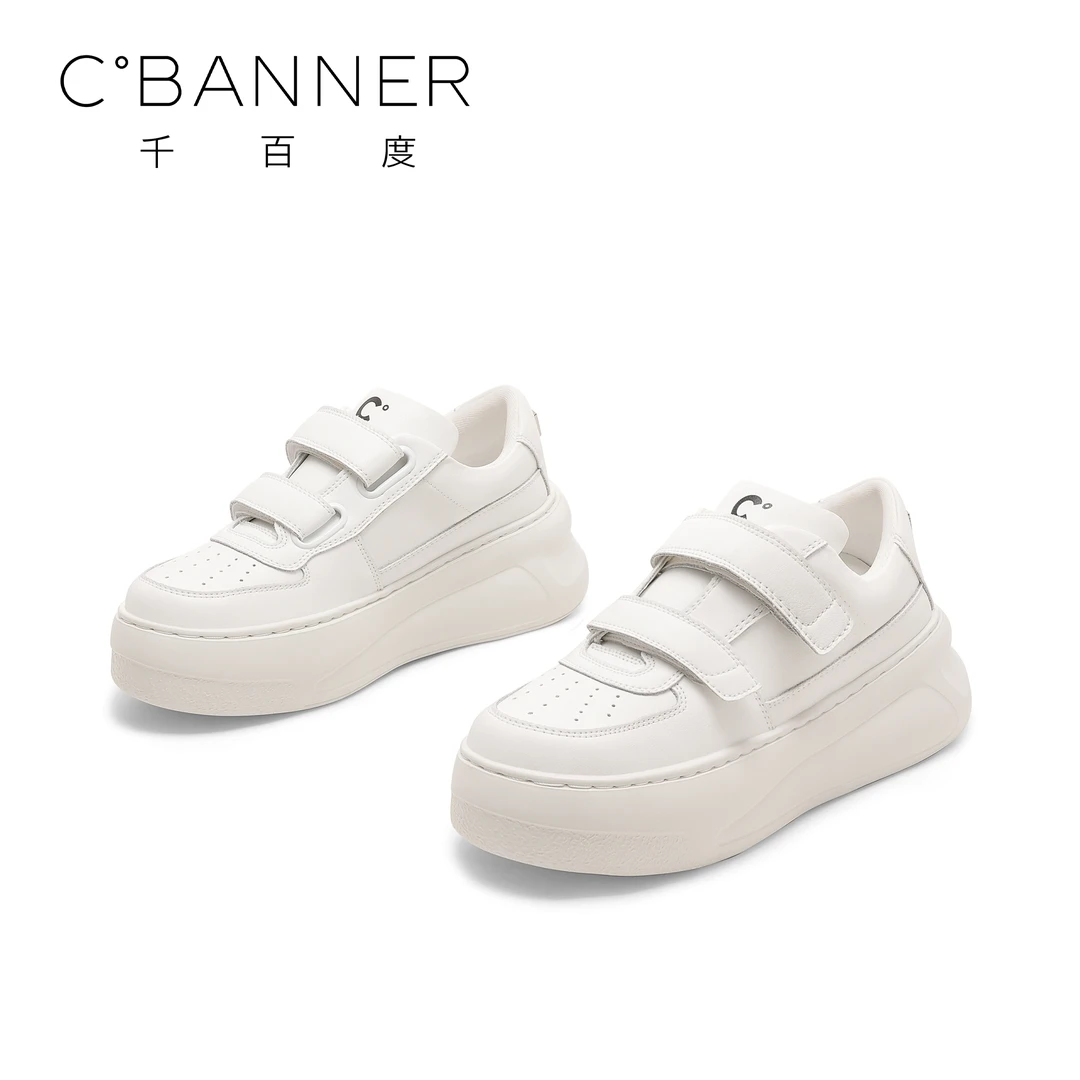 【多多在美国】千百度魔术贴小白鞋2025春款松糕运动板鞋Q6243577-C