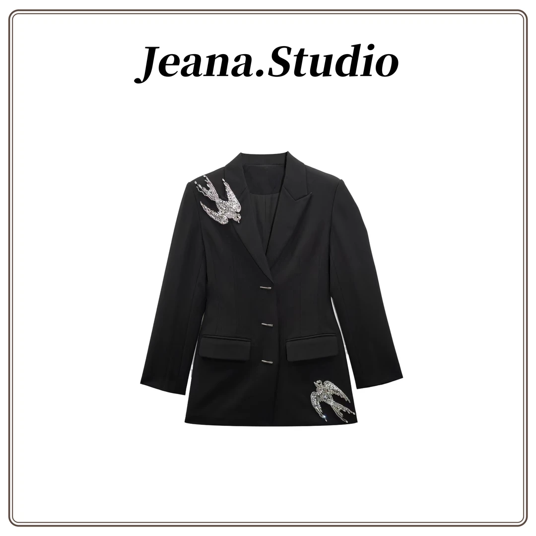 【Jeana.studio】高级定制轻奢重工镶钻燕子烫钻西装西服XF-004