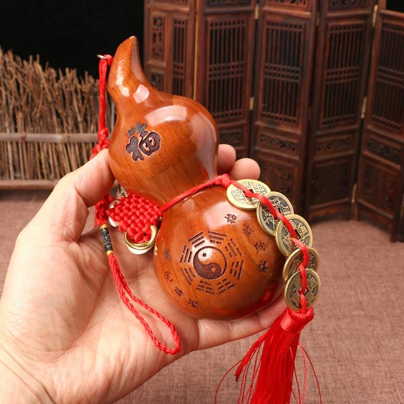 老桃木葫芦 八卦葫芦挂件 五帝钱葫芦挂件 化解门口葫芦挂件家门