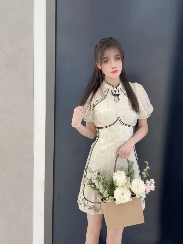 小灵家露露女装2024年夏季新款LPB5061甜美公主新中式国风连衣裙