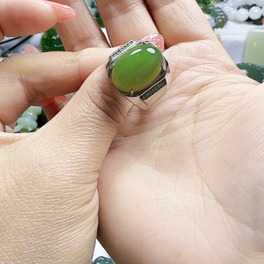 和田玉颈饰银S925镶嵌