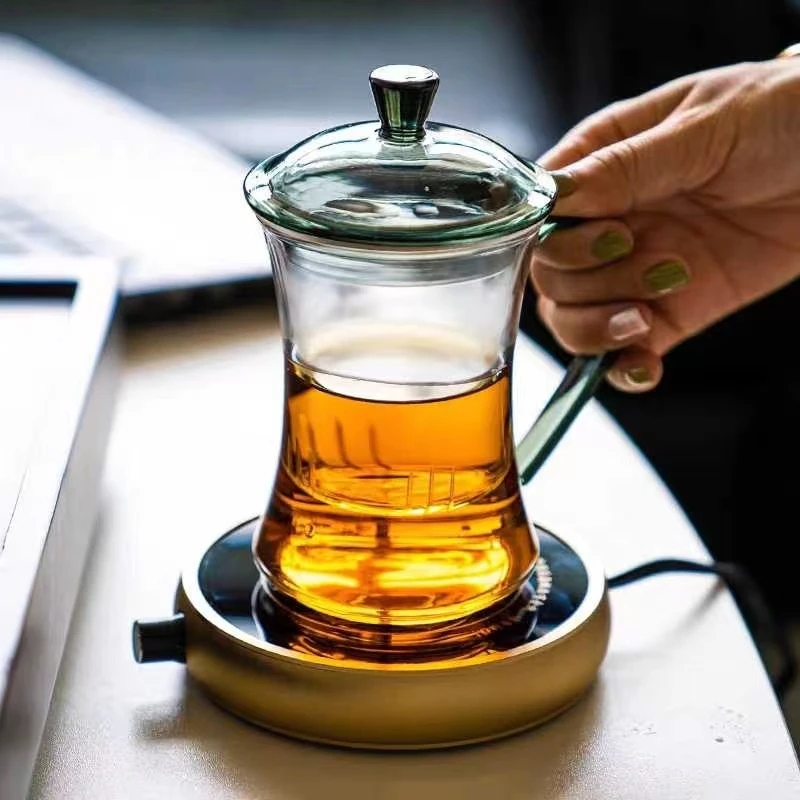 小蛮腰玻璃杯过滤带把高硼硅耐热材质家用办公加厚茶水分离泡茶杯
