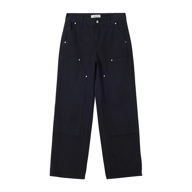 RUGOSAM工装裤系列2024高腰女个性直筒牛仔长裤RB0488