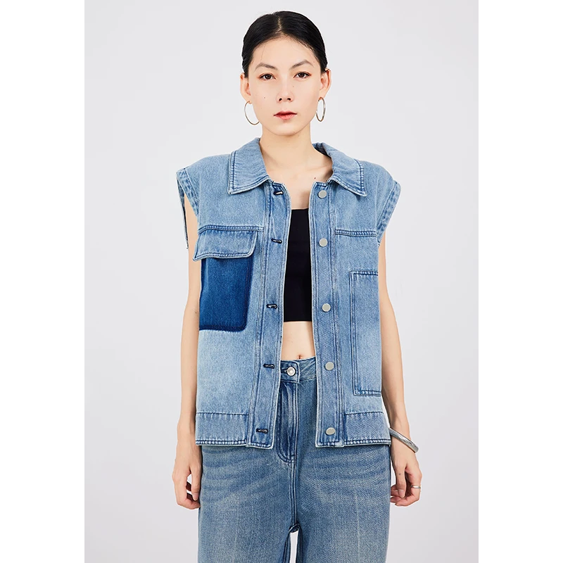 RUGOSAM  马夹系列 无袖个性撞色外搭背心上衣RB0256