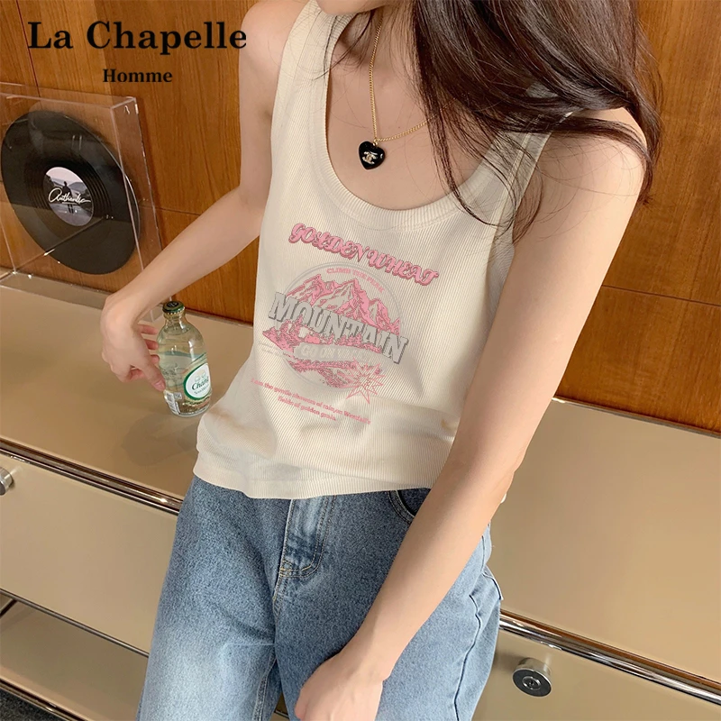 拉夏贝尔短款小背心外穿2024夏季新款吊带女内搭打底修身法式上衣