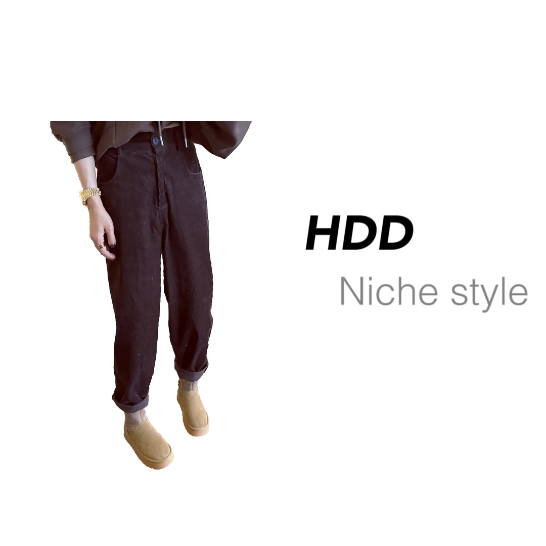 【HDD/侯點點】Y4284款秋季新款坑条纹修身显瘦休闲裤