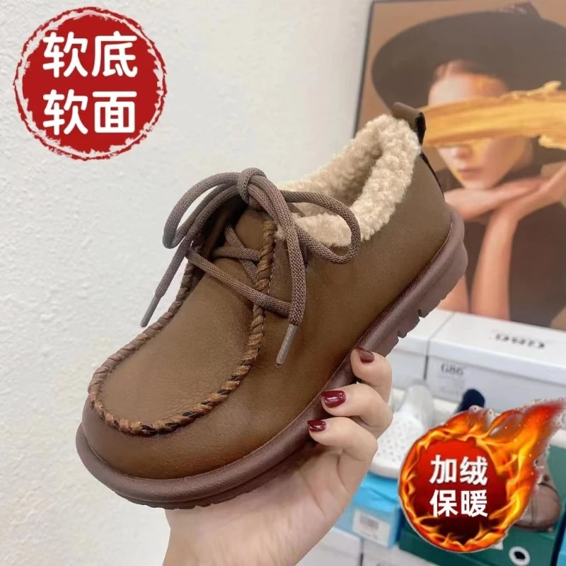 品牌断码鞋休闲加绒舒适棉鞋保暖女外穿轻巧软底防撞加绒毛毛单鞋