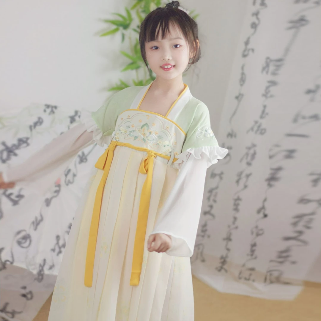 【含笑】2025春夏新款原创女童中国风长袖齐胸仙气连衣裙古风日常