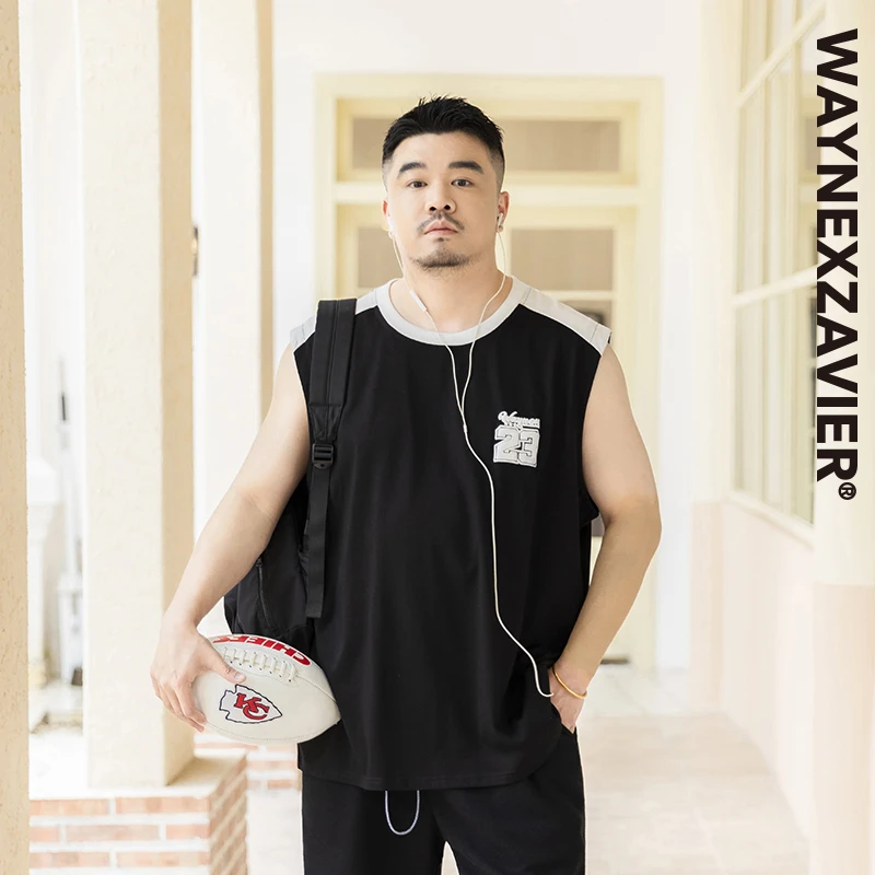 韦恩泽维尔大码运动休闲纯棉背心男宽松夏季加肥加大无袖汗衫8811